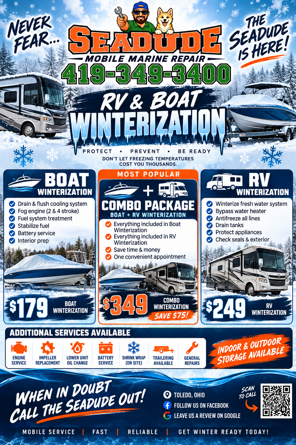 SeaDude boat winterization packages